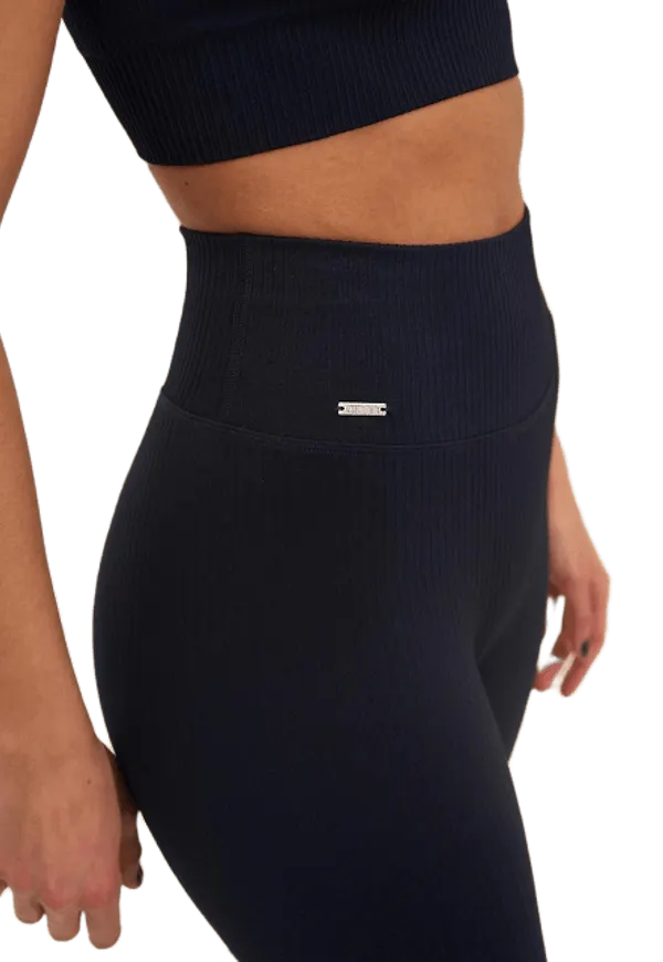 Navy Ribbed Biker Shorts