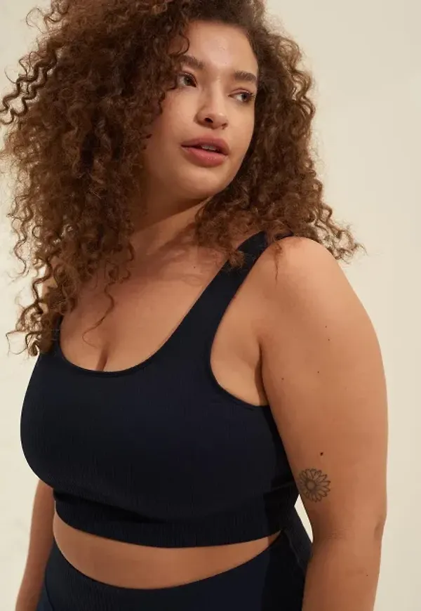 Navy Ribbed Seamless Bra