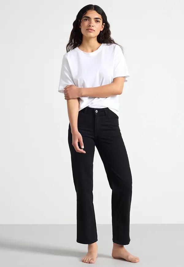 STRAIGHT Nea cropped jeans med lätt stretch