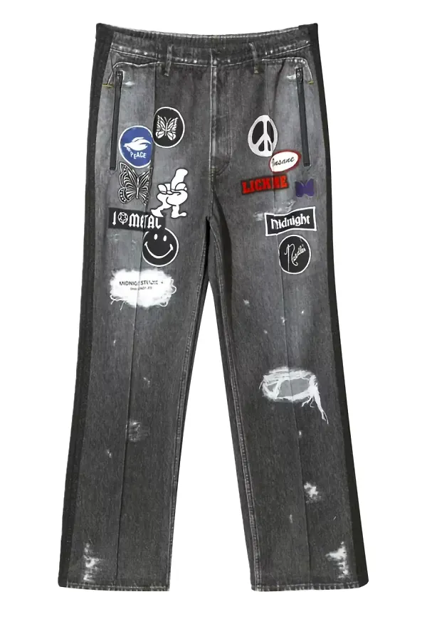 Needles sweatjeans med lappdetalj - Svart