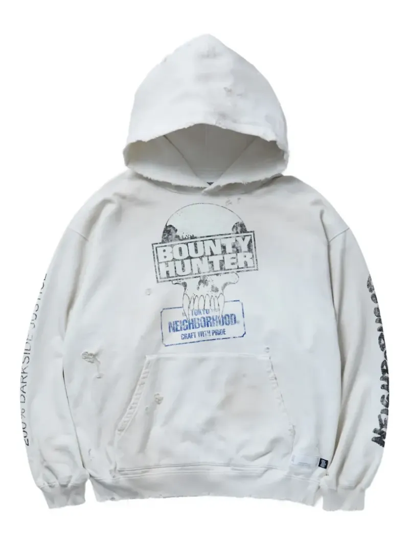 Neighborhood x Bounty Hunter hoodie med grafiskt tryck - Vit