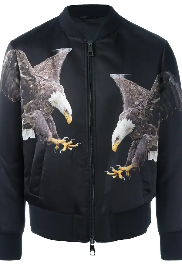 Neil Barrett eagle print bomber jacket - Svart