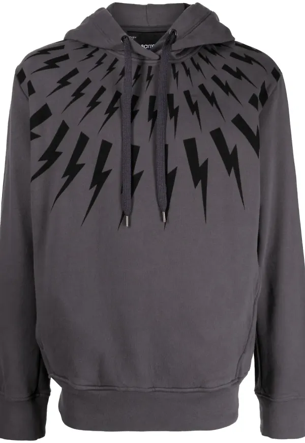 Neil Barrett hoodie med blixtmotiv - Grå