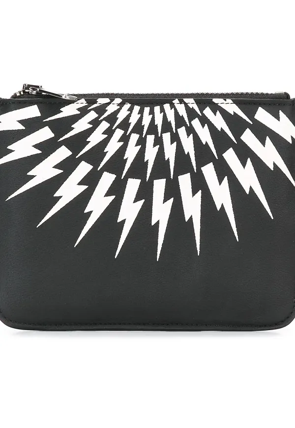 Neil Barrett 'Thunder' zip coin pouch - Svart