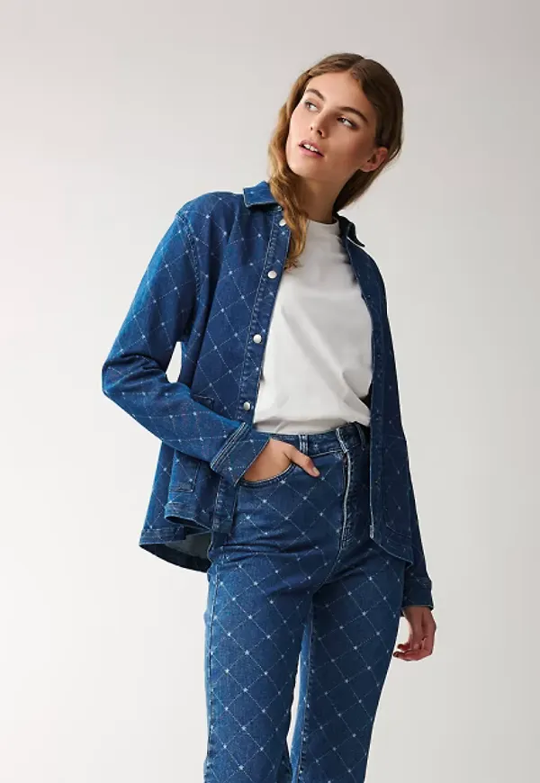 Nellie Signature Print Denim Overshirt