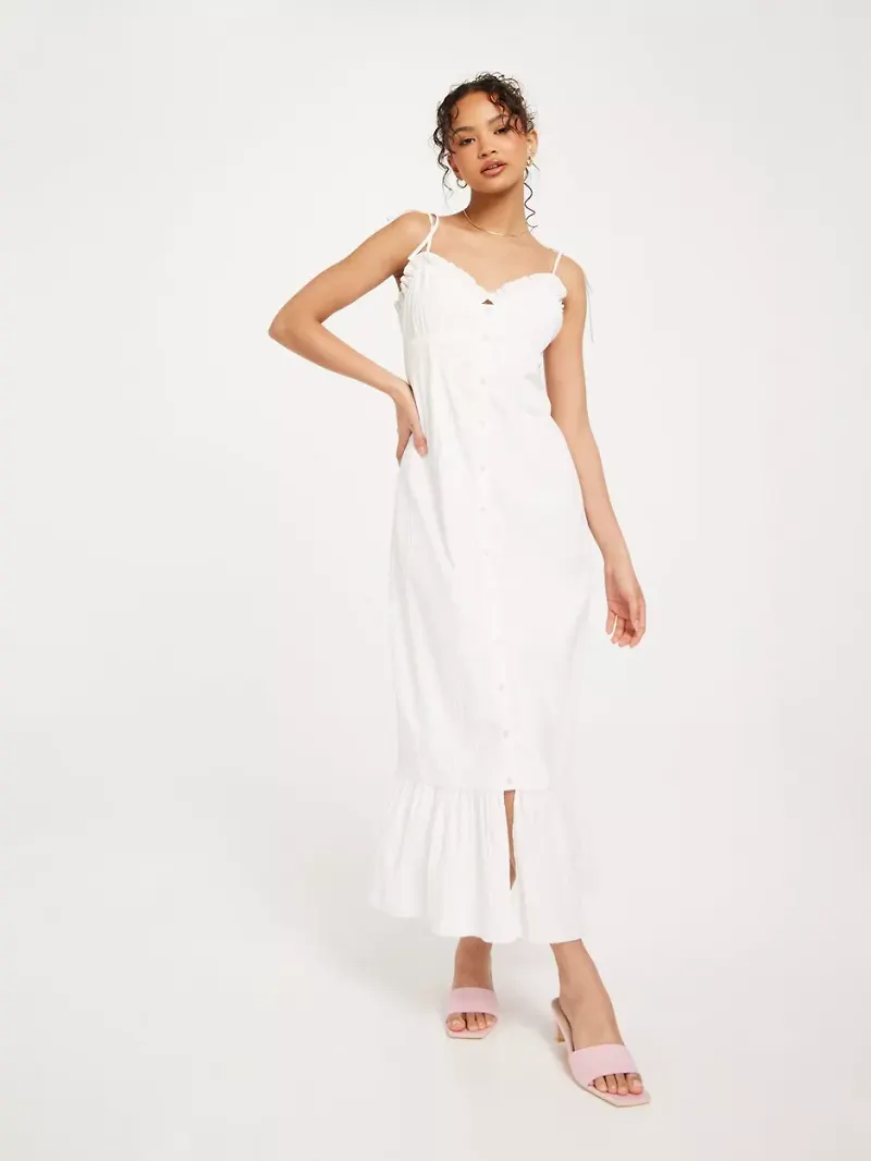 Nelly - Festklänningar - Vit - Flirty Frill Dress - Klänningar