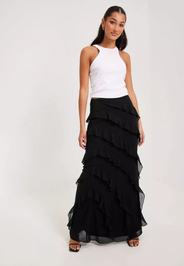 Nelly - Långa kjolar - Svart - Flounce Away Skirt - Kjolar
