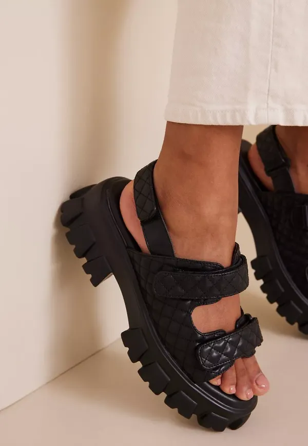Nelly - Platåsandaler - Svart - Velcro Chunky Sandal - Sandaler