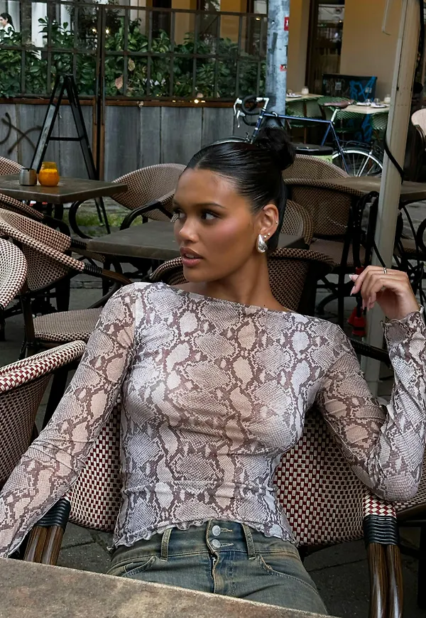 Nelly - Beige - Flirty Mesh Top