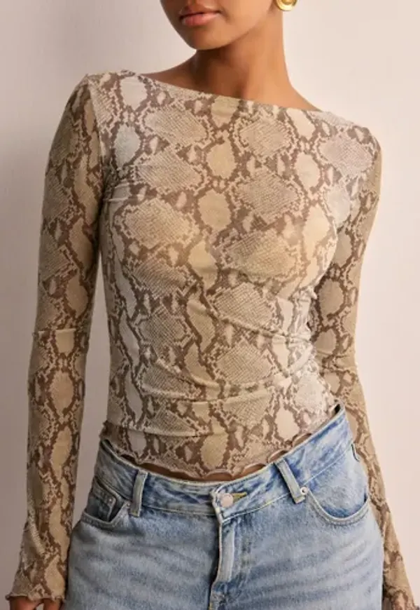 Nelly - Beige - Flirty Mesh Top
