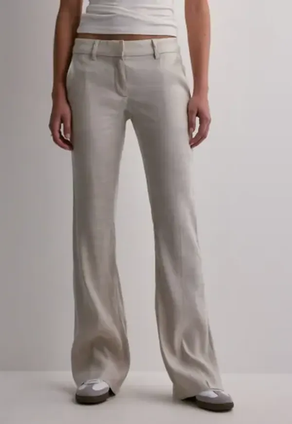 Nelly - Beige - Low Waist Linen Flare Pants