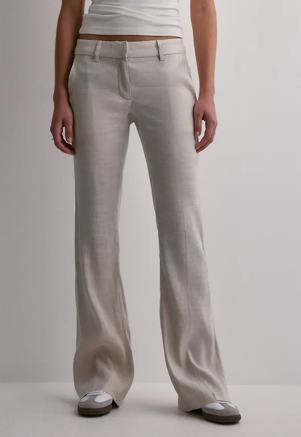 Nelly - Beige - Low Waist Linen Flare Pants