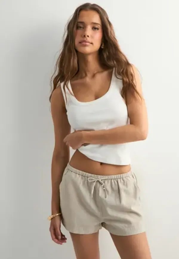Nelly - Beige - Pull On Linen Shorts