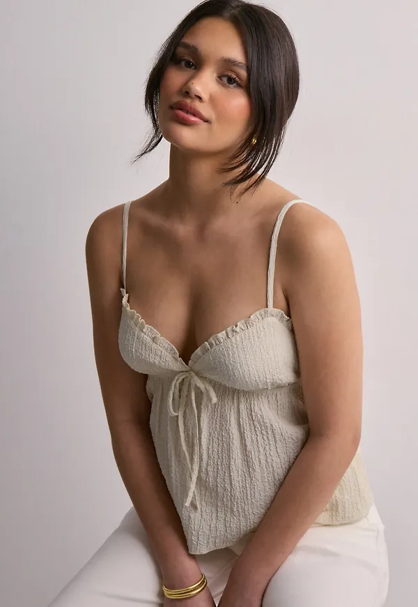 Nelly - Beige - Structured Frill Top