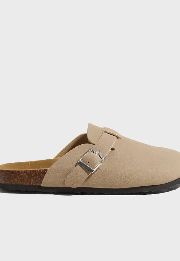 Nelly - Beige - Suede Clog Slipper