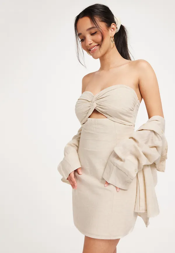 Nelly - Beige - Twisted Mini Dress