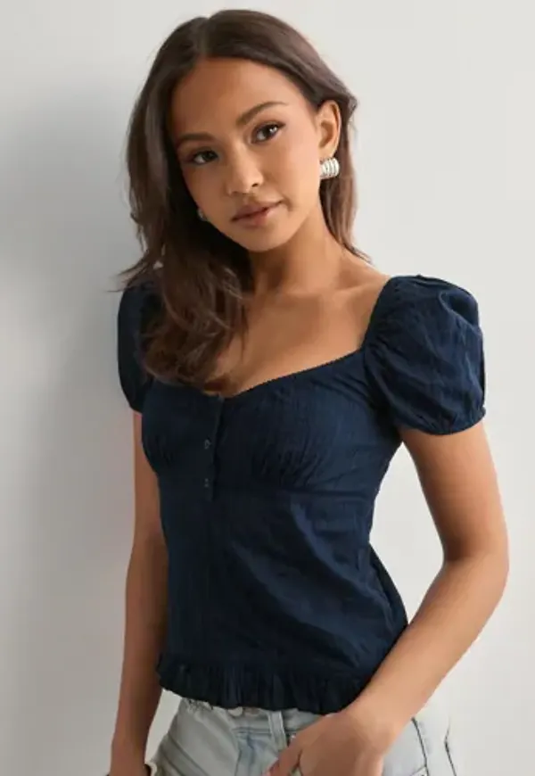 Nelly - Blå - Bottom Frill Blouse