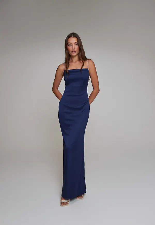 Nelly - Blå - Clean Satin Dress