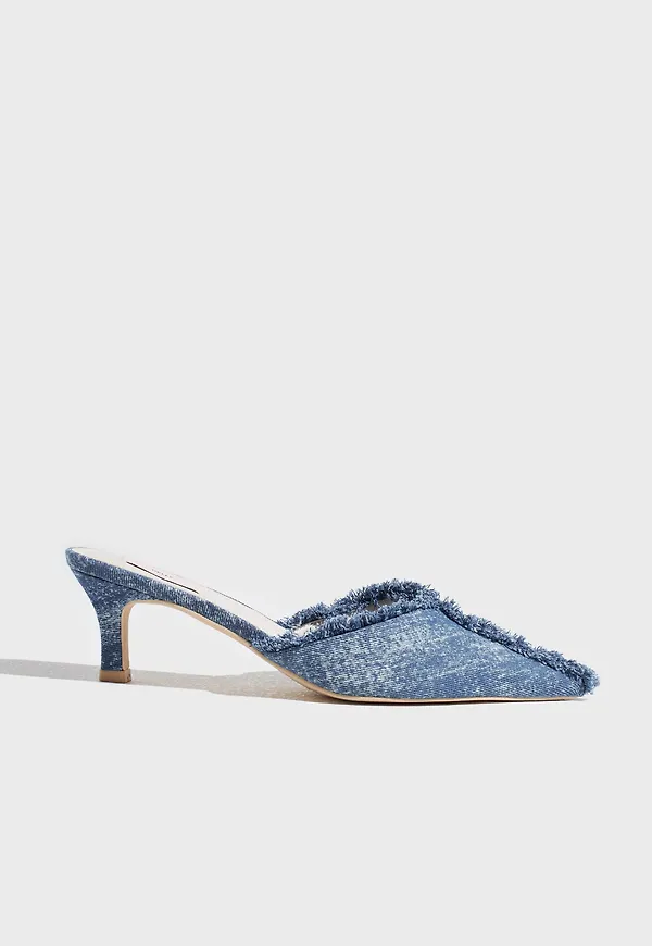 Nelly - Blå - Frayed Denim Mule