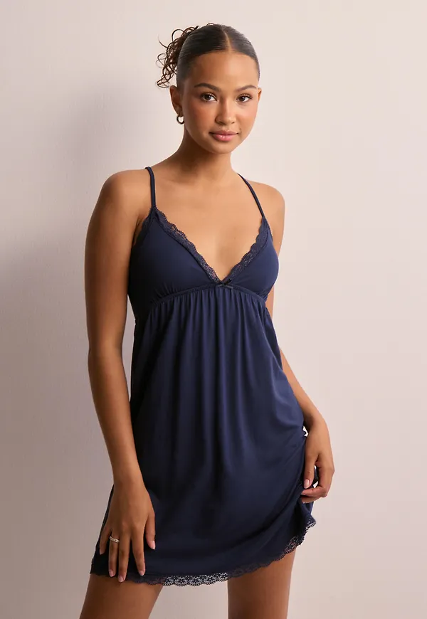 Nelly - Blå - Lace Bow Dress