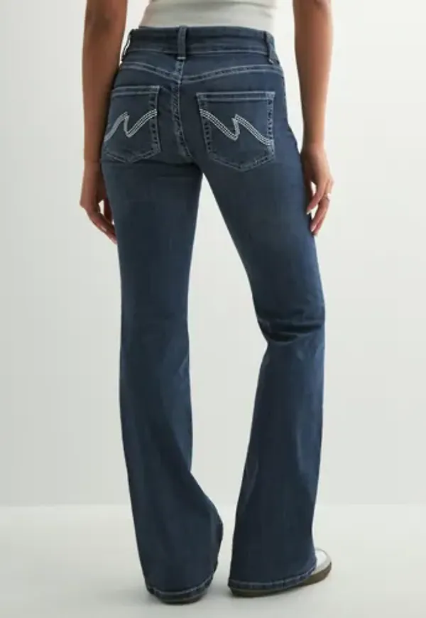 Nelly - Blå - Low Waist Bootcut Stitch Jeans
