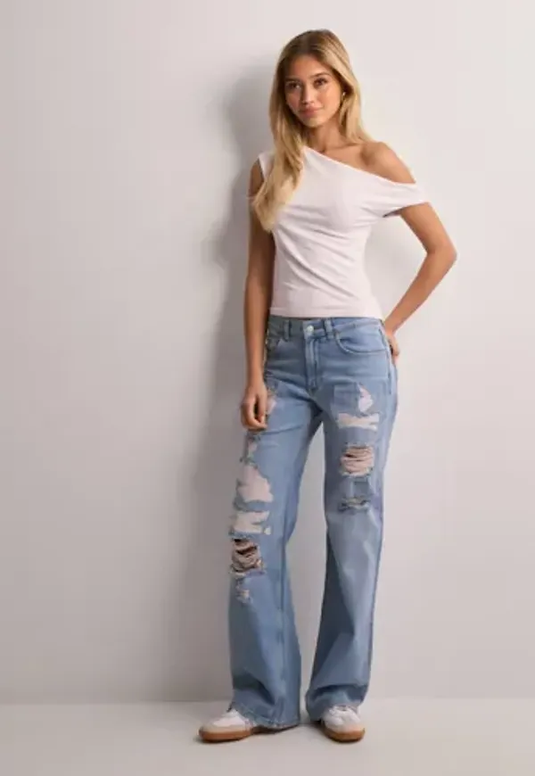 Nelly - Blå - Low Waist Loose Jeans