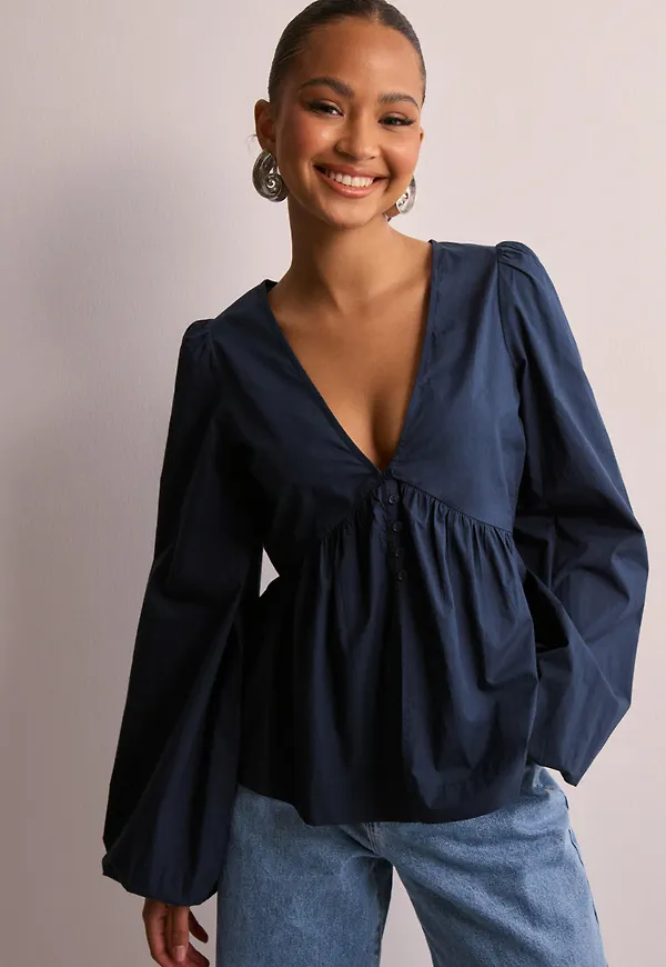 Nelly - Blå - Perfect Puff Sleeve Blouse