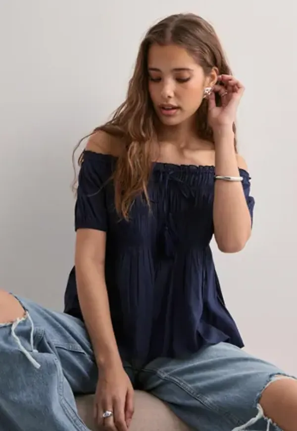 Nelly - Blå - Tassel Blouse
