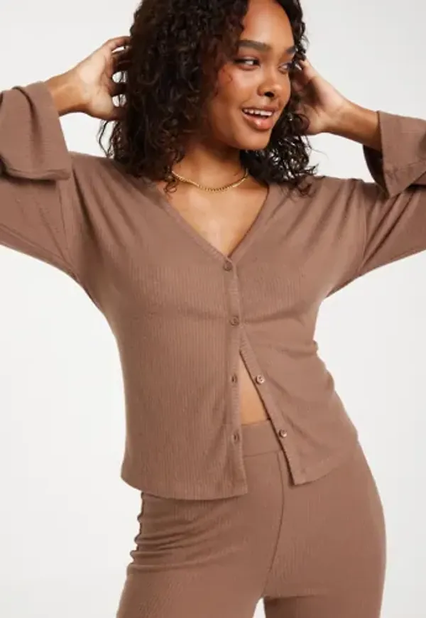 Nelly - Brun - Cozy Button Top