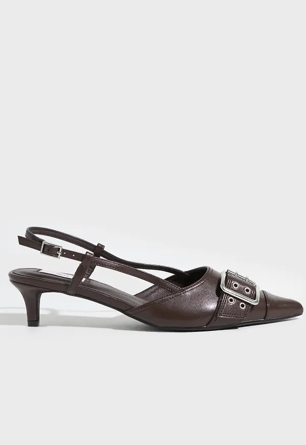 Nelly - Brun - Pointy Buckle Slingback