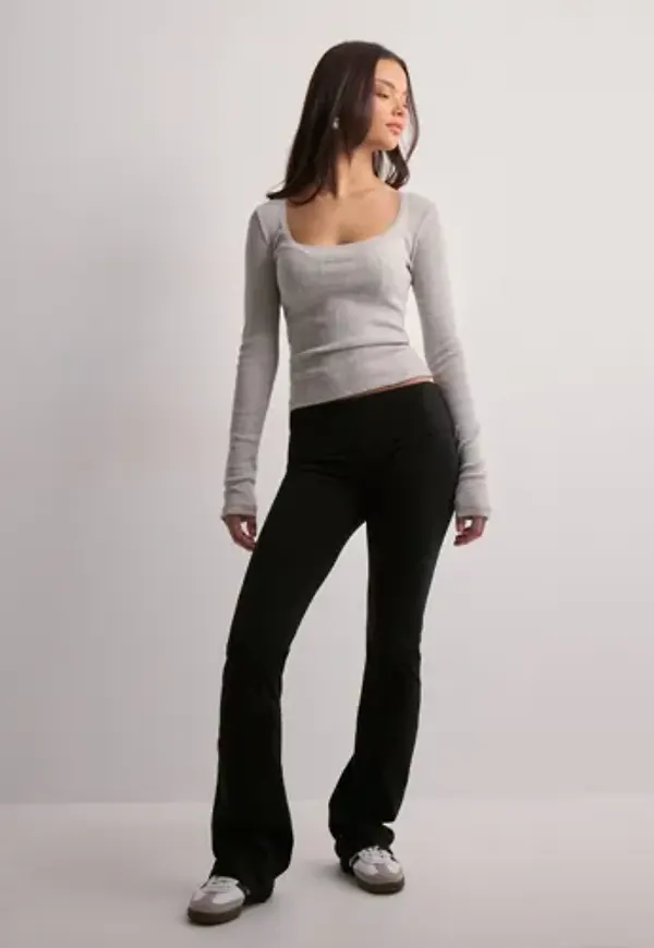 Nelly - Grå - Pointelle Scoop LS Top
