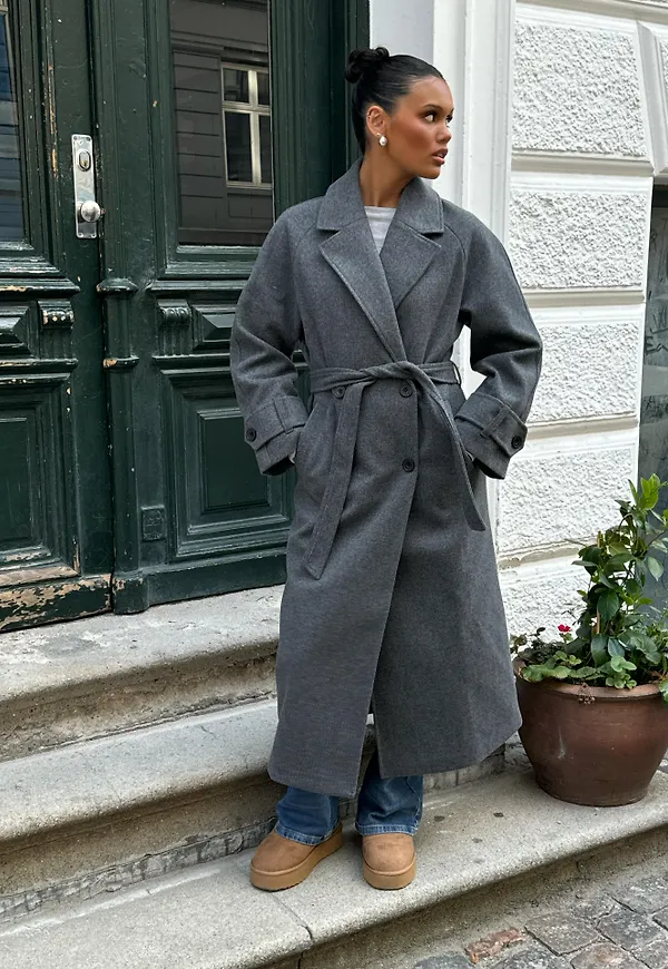 Nelly - Grå - Warm Trench Coat