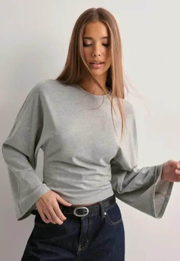 Nelly - Grå - Wide Sleeve LS Top