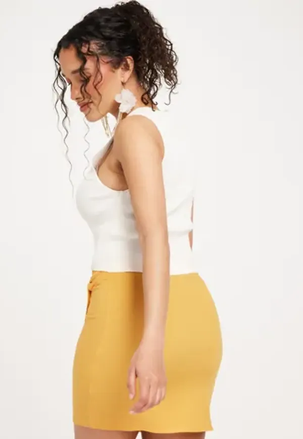 Nelly - Orange - knot side mini skirt
