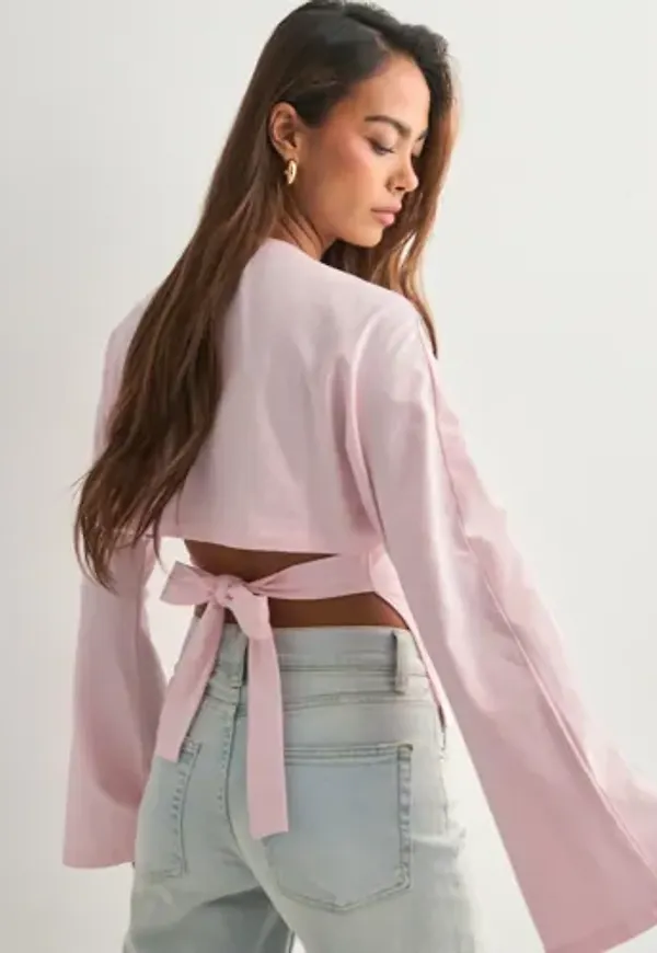 Nelly - Rosa - Open Back Tie LS Top