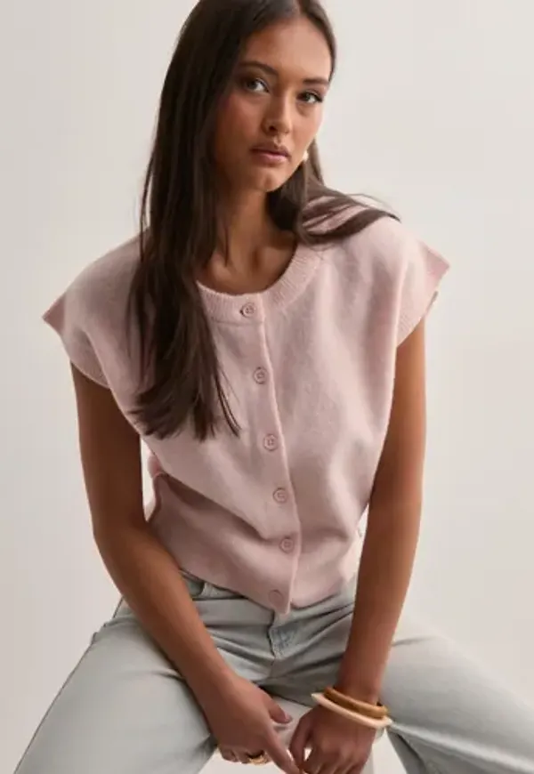 Nelly - Rosa - Sleeveless Knit Cardigan