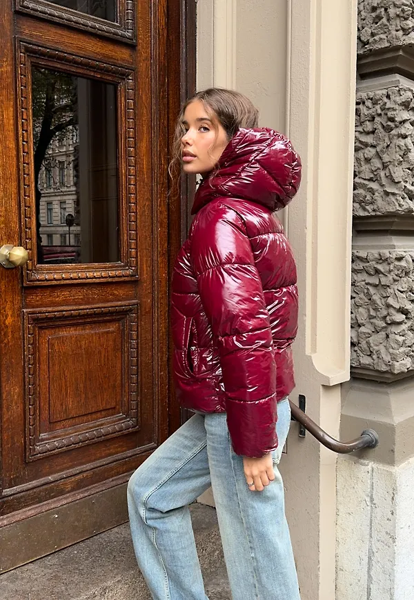 Nelly - Röd - Everyday Shiny Puffer Jacket