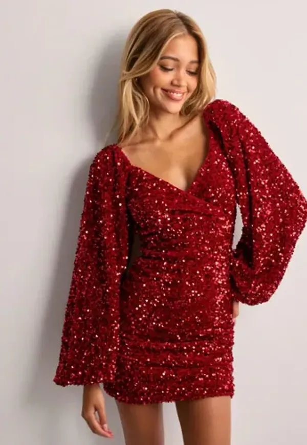 Nelly - Röd - Sparkling Volume Dress