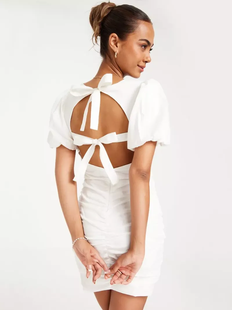 Nelly - Sommarklänningar - Vit - Cutie Bow Dress - Klänningar