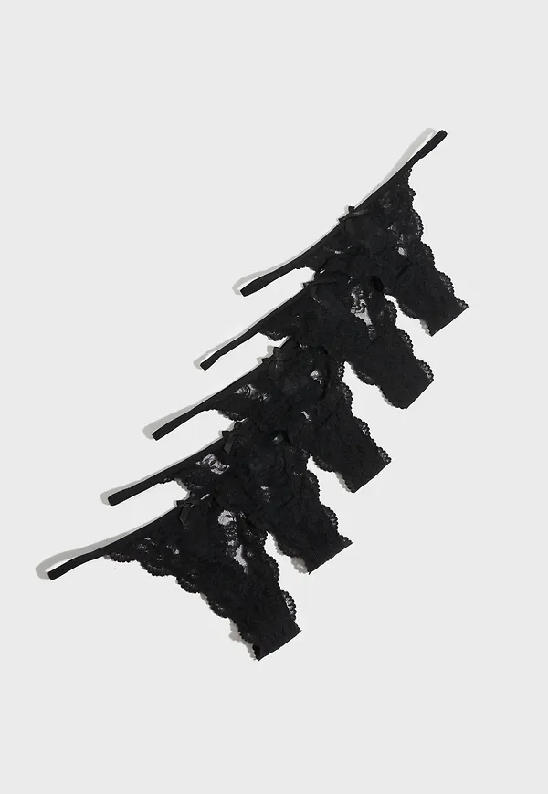 Nelly - Svart - Adorable 5-Pack Thong