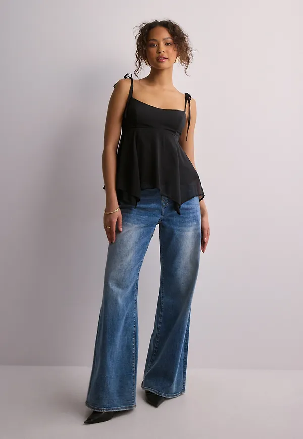 Nelly - Svart - Chiffon Strap Top