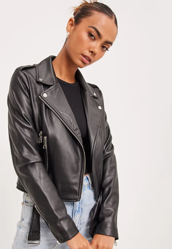 Nelly - Svart - Classic PU Biker Jacket