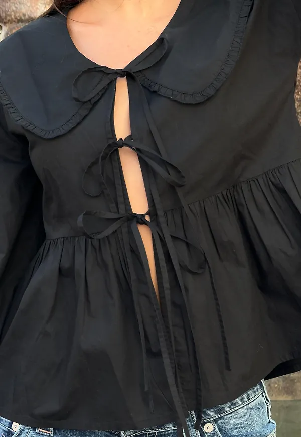 Nelly - Svart - Cute Collar Blouse