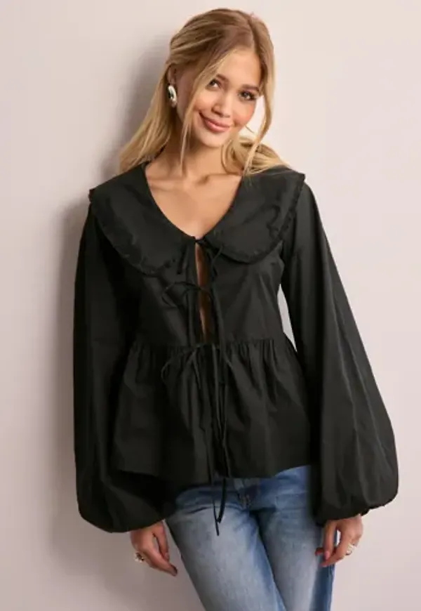 Nelly - Svart - Cute Collar Blouse