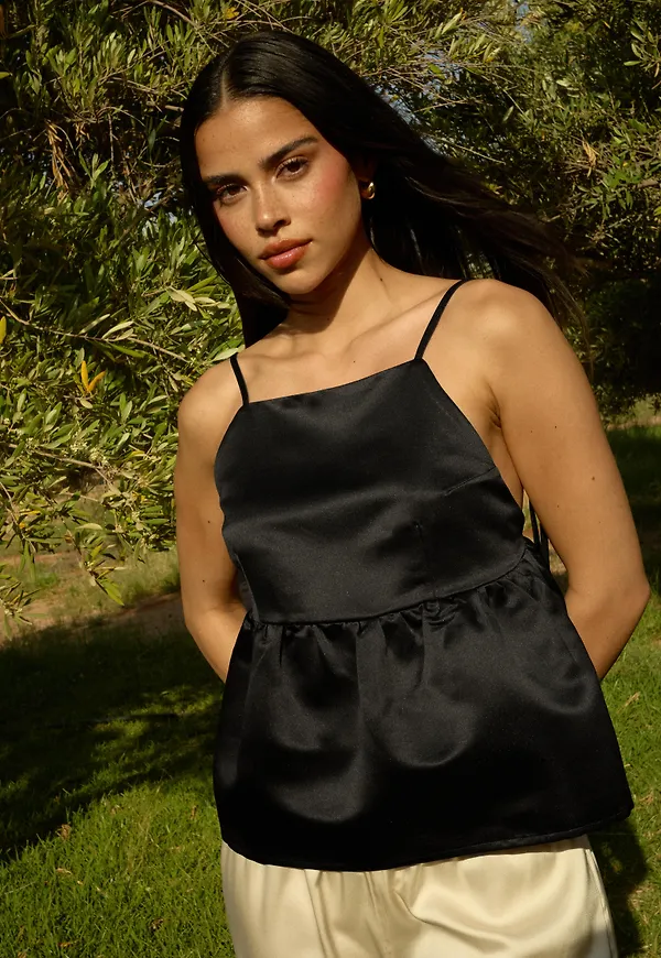 Nelly - Svart - Fancy Satin Top