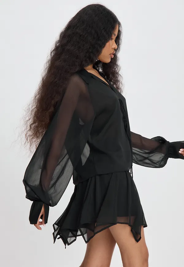 Nelly - Svart - Flowy Shirt Blouse