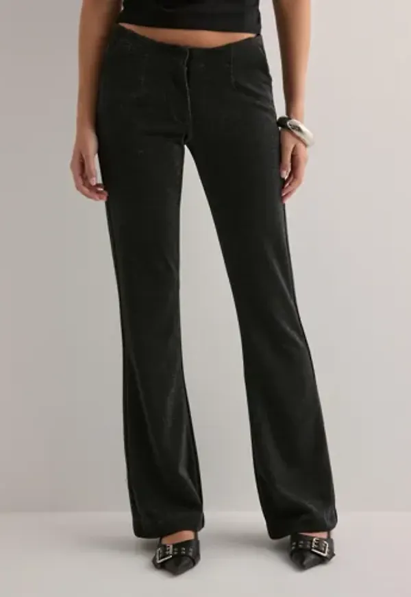 Nelly - Svart - Glitter Flare Pants