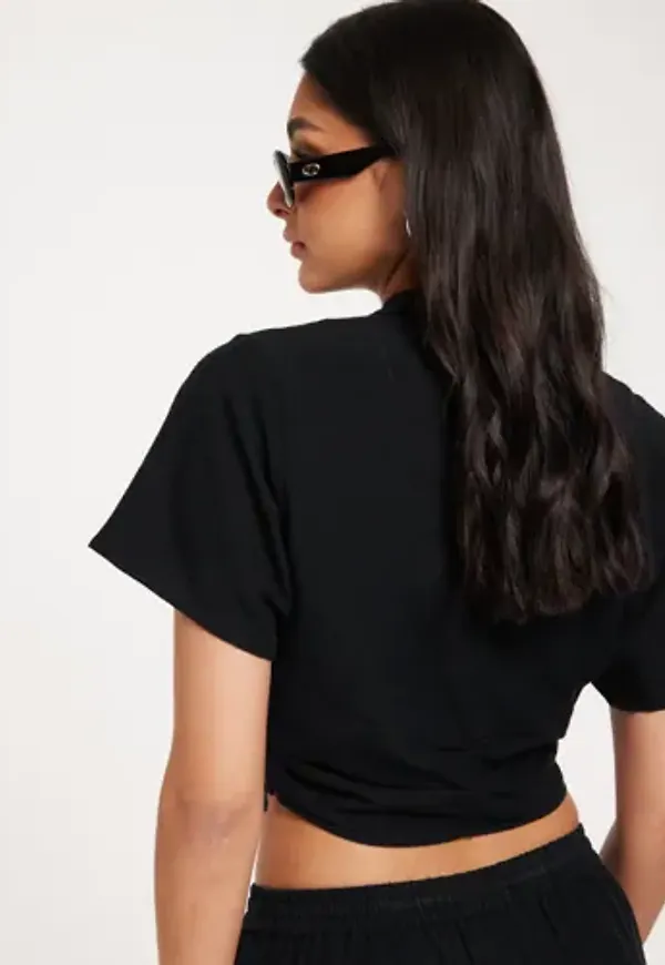 Nelly - Svart - Knot Linen Blouse
