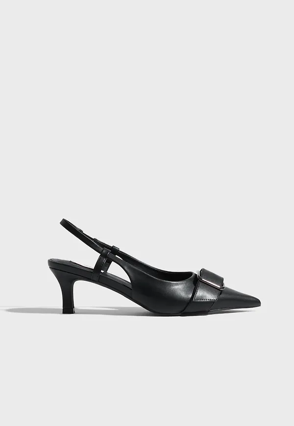 Nelly - Svart - Open Pointy Buckle Heel