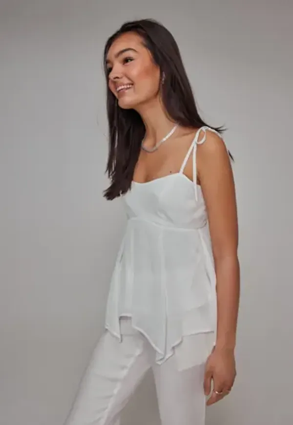 Nelly - Vit - Chiffon Strap Top